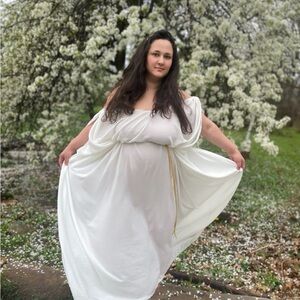 Elegant White or Ivory Chiton Goddess Maxi Dress Photography Maternity
